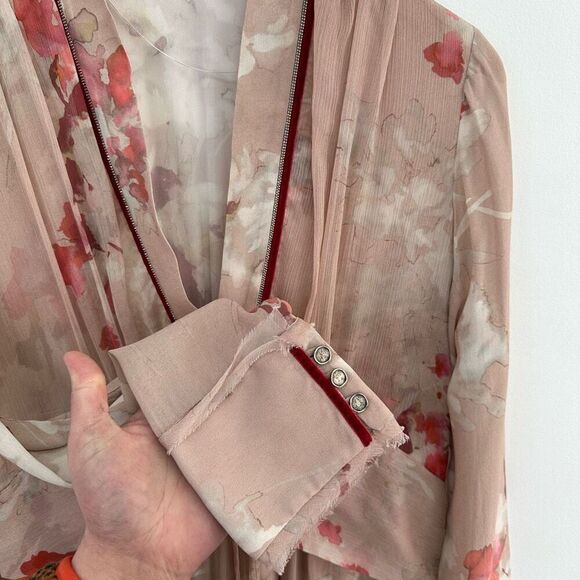 Zara Limited Edition Blogger Favorite 2022 Pale Pink Watercolor Floral Flowy Max - Picture 8 of 15
